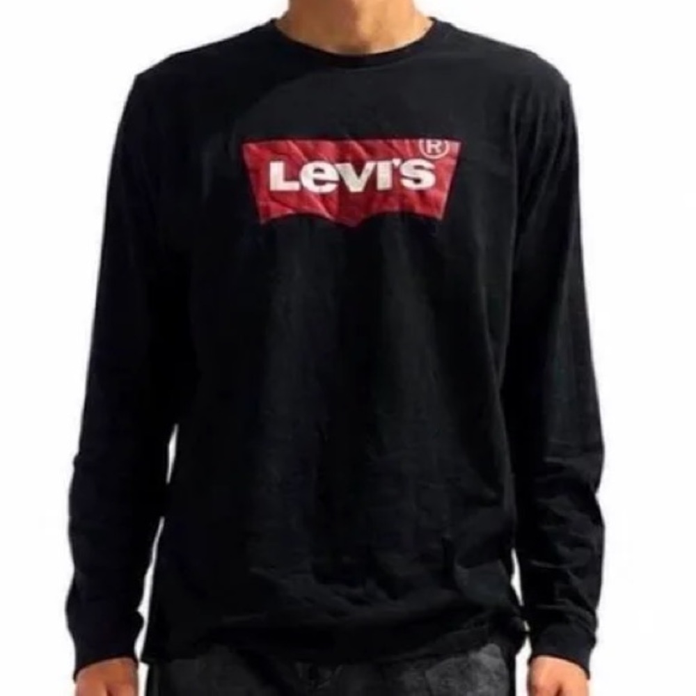 Levi's Men Black Long Sleeve Tee with Red Logo Sz XXL